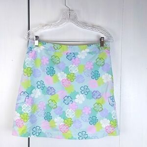 Field Gear |Womens Blue/ Pink Flower Petal Skort Pockets Preppy Athletic Sz.8